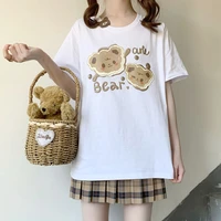 japan kawaii women t shirts teen soft girls clothes summer cute cartoon graphic tee female top short sleeve white cotton t shirt