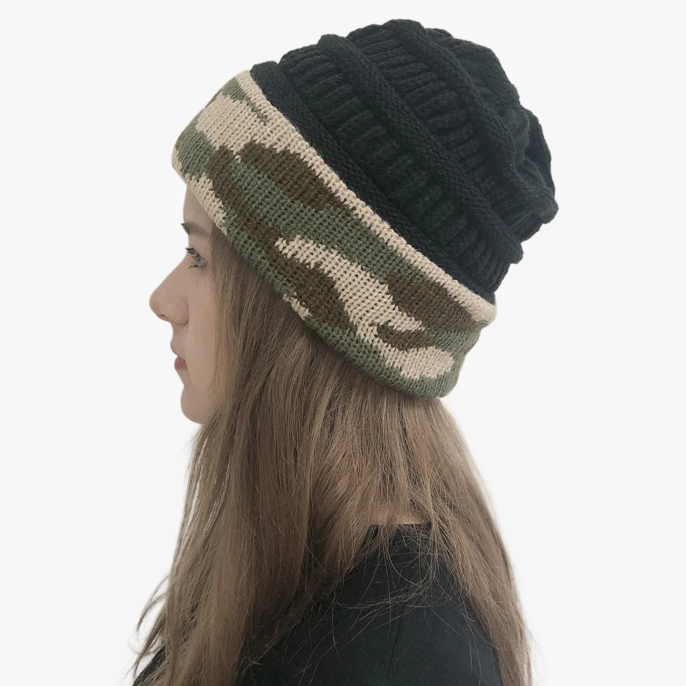 Зимняя женская модная теплая камуфляжная вязанная шапка повседневная хорошая