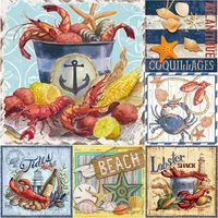 new 5d diy diamond painting sea view cross stitch full square round drill seafood diamond embroidery manual art home decor gift