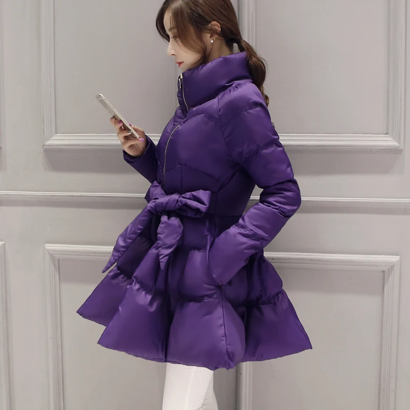 2021 Princess Tutu Skirt Cotton Jacket Winter Wear Thickening Cloak Waist Silk Cotton Bowknot Young  Middle-Aged Padded Coat