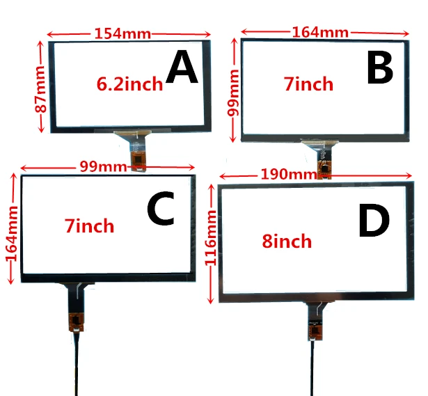 6.2/7/8 Inch Universal High Compatibility Capacitive Touch Digitizer For Car DVD Navigation Multimedia Touch Screen Panel Glass