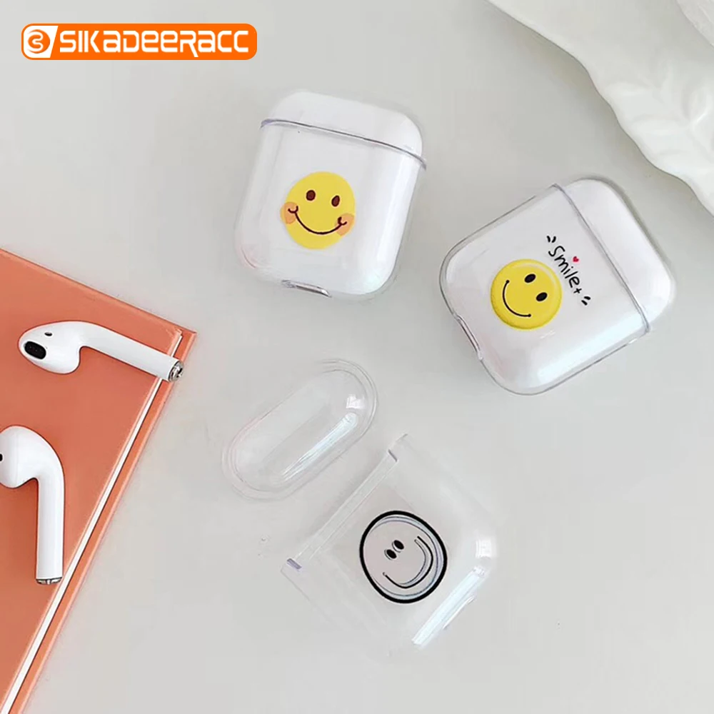 Милый чехол со смайликом для Apple Airpods Hedset пластиковый защитный беспроводных