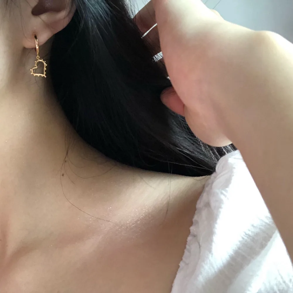 Серьги из стерлингового серебра 925 пробы, модные, полые, сердце, короткий кулон, висячие серьги, сладкий тренд, женские серебряные серьги для девочек, ювелирные изделия