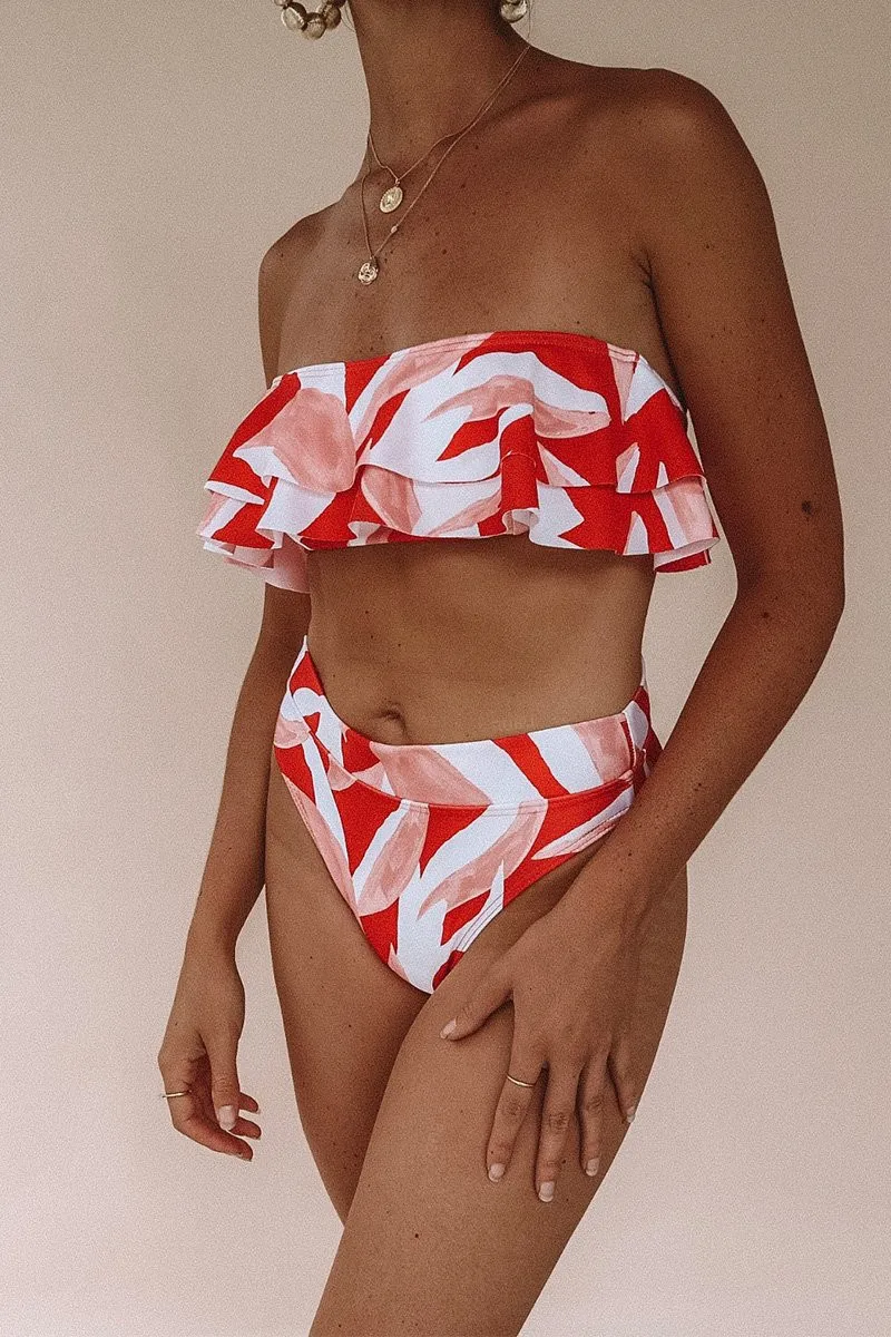 Сексуальный бикини со складками женский купальник 2019 Высокая талия купальный