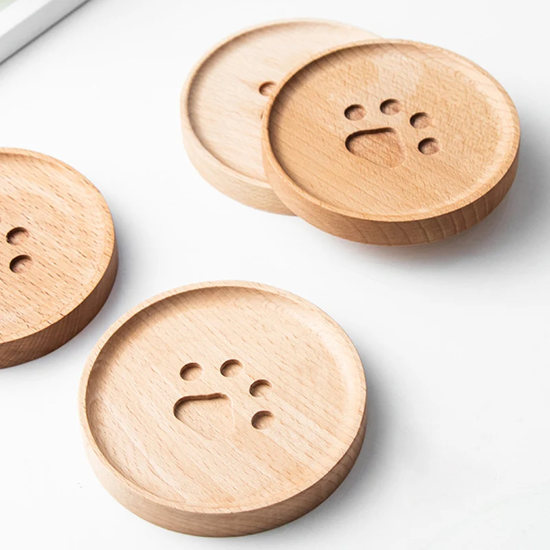 Подставки под напитки 2 шт. деревянные подставки коврик для чашки милая круглая