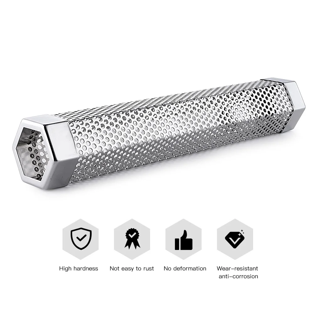 

12in BBQ Smoker Tube Stainless Steel Smoker Box Smoke Fruit Box Kitchen Gadget Grill Outdoor Barbecue Accessories