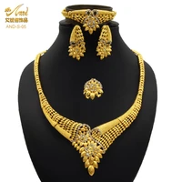 new indian necklace sets for womens bridal 24k gold plated jewelry set earrings rings bracelet dubai luxury wedding accessories