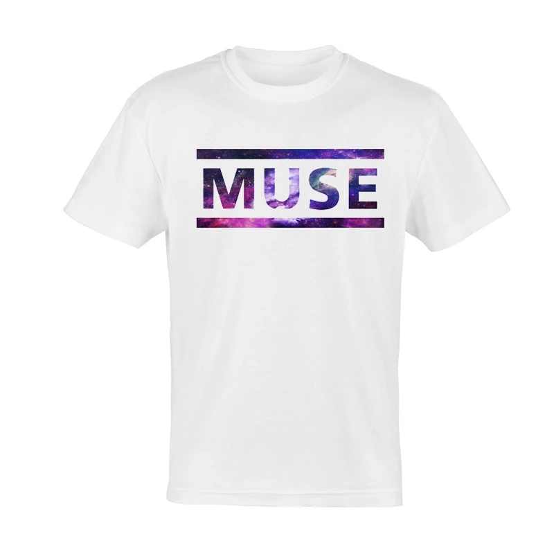 Luslos New Muse T Shirt White Color Women Short Sleeve Fashion Band Music Logo T-shirt Tops Graphic Tee Unisex Rock t shirt | Женская