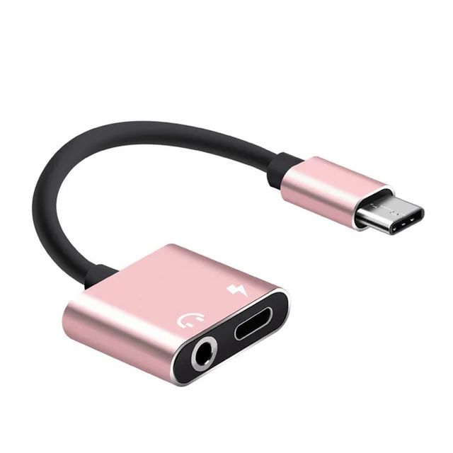 Rose Gold Usb type C type-C до 3,5 мм разъем для наушников Aux адаптер зарядное устройство аудио двойной 2 в 1 конвертер USB-C кабель-разветвитель для наушников Музыка - Цвет: Rose Gold