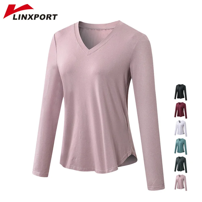 

V neck Yoga Shirts Quick Drying Tops Compression Gym Clothing Tops Feminino Croptop Long Sleeve Tights Workout Clothes for Women