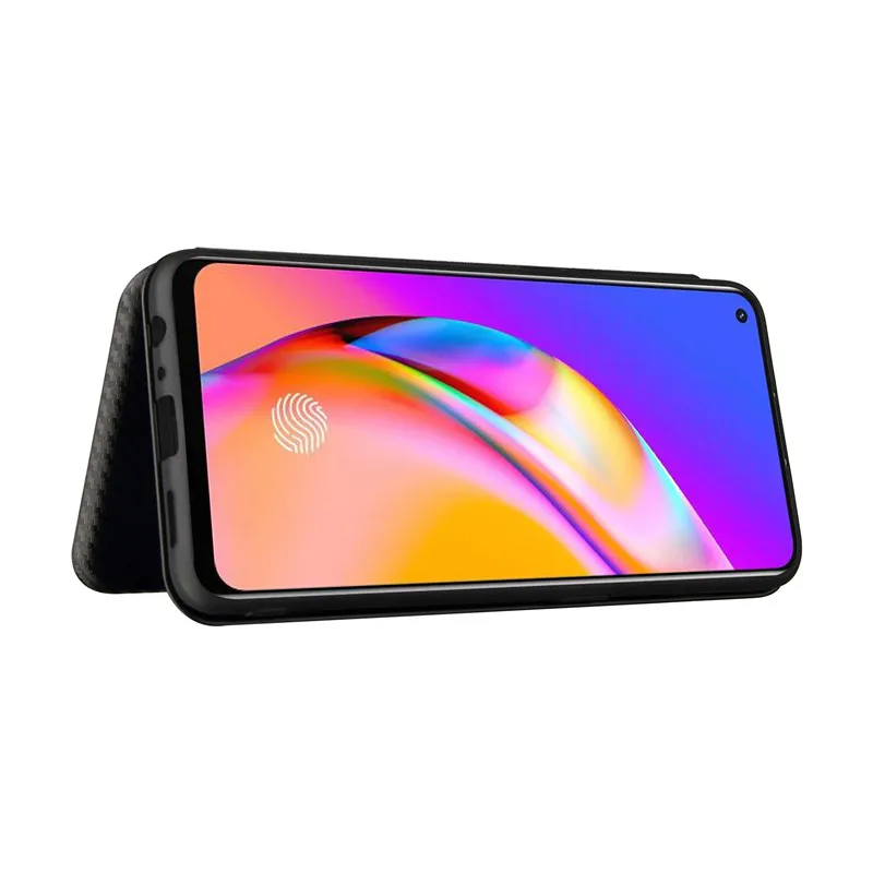 Чехол-книжка для Oppo Reno5 Lite из углеродного волокна с отделением карт тонкий