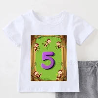 1 10 baby kids cartoon monkeys birthday number name print t shirt children birthday t shirts boygirl funny gift tshirt present