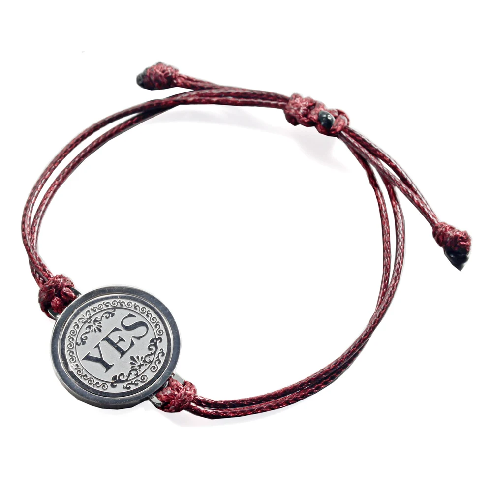 

Retro Magic Yes No Decision Coin Stainless Steel 316L Lucky Wishing Adjustable Rope Bracelet