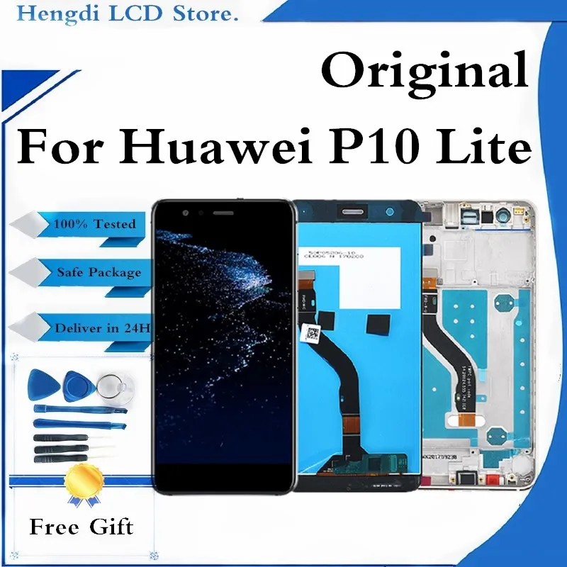 Оригинальный ЖК дисплей с рамкой для HUAWEI P10 Lite сенсорный экран WAS LX1 LX1A LX2 LX3