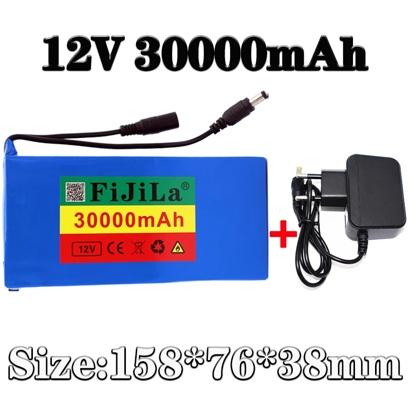DC12V 12000mAh~30000mAh литий-ионный сверхбыстрозаряжаемый аккумулятор с зарядным устройством AC и взрывозащитным переключателем US / EU Plug + бесплатная доставка.