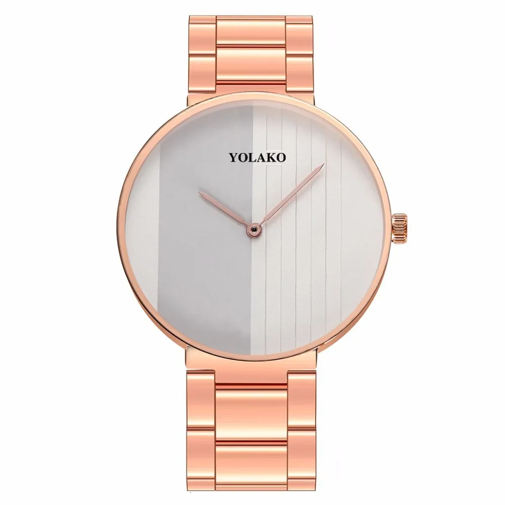 Популярные Модные женские и мужские часы из нержавеющей стали в полоску