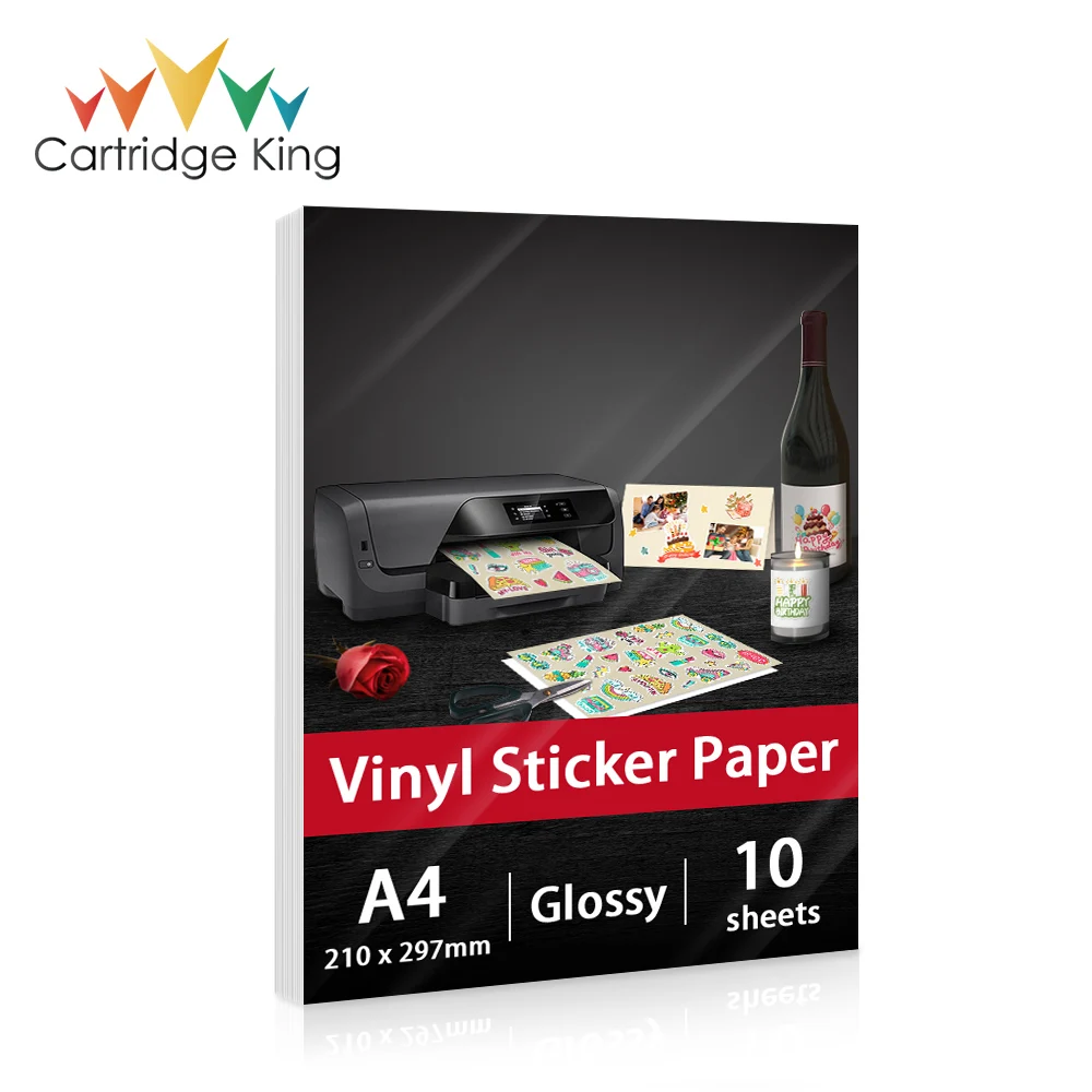 Виниловая наклейка для печати бумага формата А4 10 листов Глянцевая Самоклеящаяся
