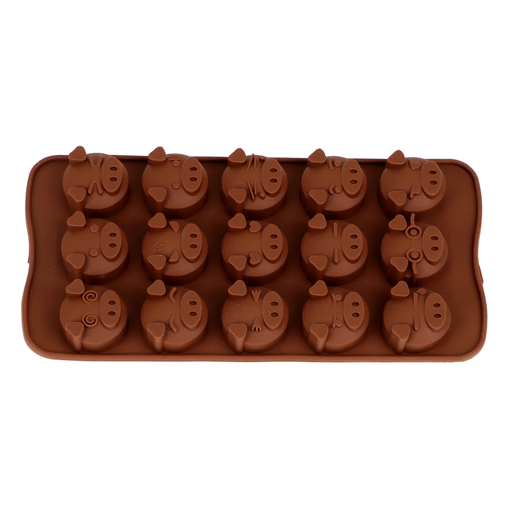

15 Holes Funny Pig Shaped 3D Silicone Chocolate Mold Candy Dessert Cookies Mold DIY Fondant Cake Decorating Tools Baking Gadget