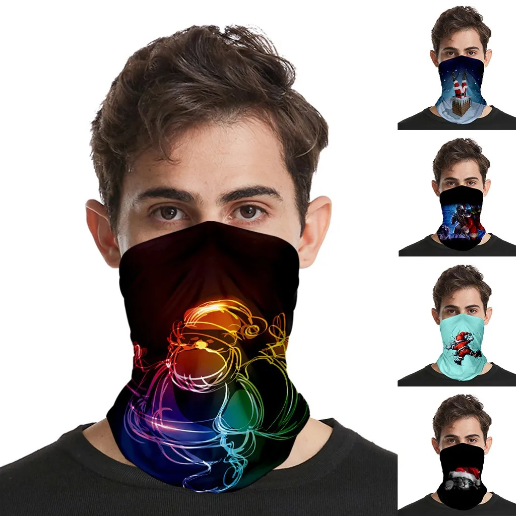 

Christmas Print Bandana Neck Gaiter Tube Headwear Face Scarf Unisex Seamless Motorcycle Facemask Windproof Neck Scarf