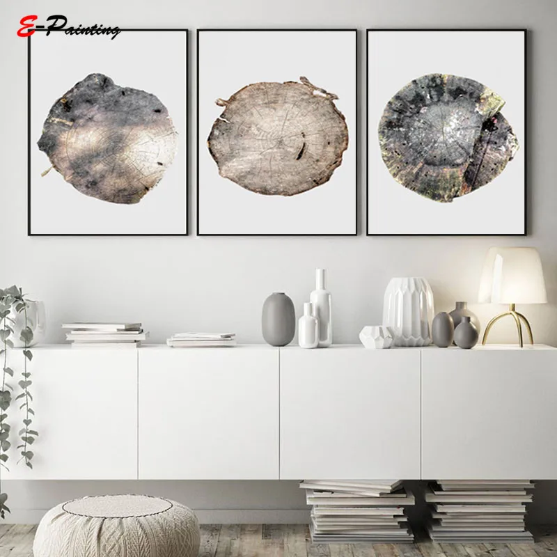 Современная Картина на холсте настенное искусство круглая картина с кольцом