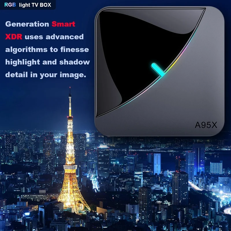 Приставка Смарт ТВ A95X F3 S905X3 с RGB светильник Android 9 0 поддержка Plex 4K Airplay и
