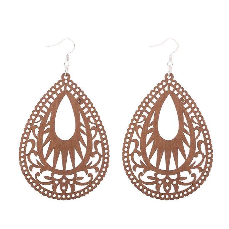 12 пар деревянные серьги хорошего качества органические коричневые полые