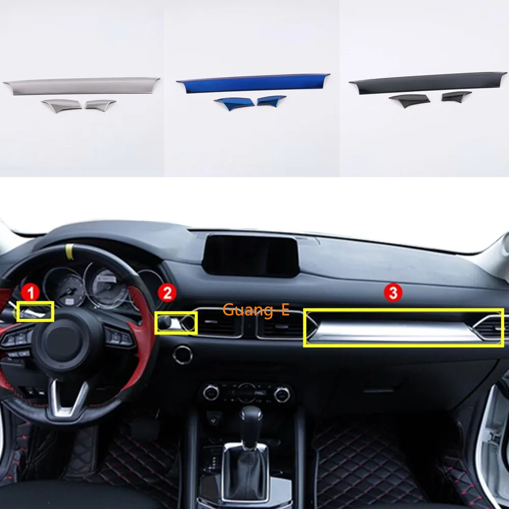 

Car Trim Stainless Steel Glove Box Middle Console Control Dashboard Panel 2pcs For Mazda CX-5 CX5 2nd Gen 2017 2018 2019 2020