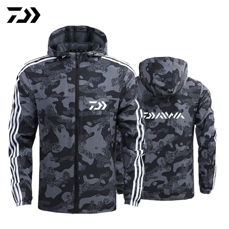 

Осенняя одежда для рыбалки DAIWA 2021, тонкая Мужская дышащая рыболовная куртка с капюшоном, быстросохнущая камуфляжная одежда, рубашка для рыб...