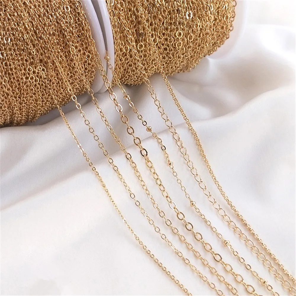 14K plated gold filled Chain Plated gold fine chain tassel O chain extension necklace bracelet material DIY accessories