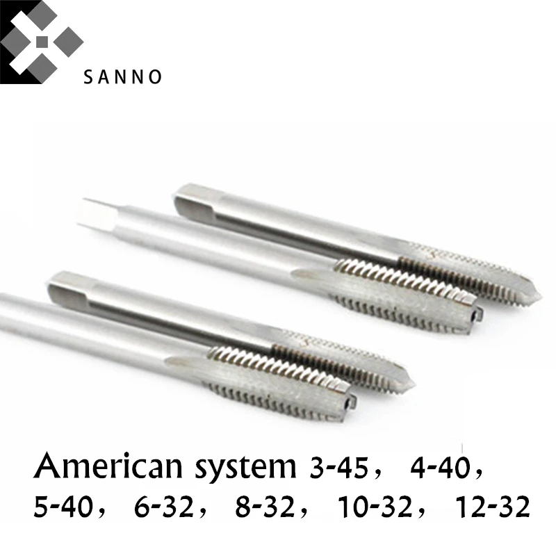 

10pcs/lot UNC / UNF American system machine taps 3-45, 8-32, 12-32 straight flutes screw plug tap thread cutting tapping tools