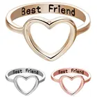 Кольцо с полым сердцем для женщин и девушек, кольцо с надписью Best Friend, металлическое кольцо с геометрическим дизайном, ювелирное изделие BFF