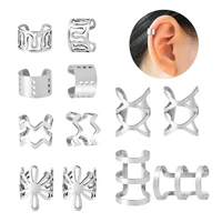 1 6pc ear cuff wrap clip earrings for women no piercing wrap ear u shaped fake cartilage earring simple carved hollow jewelry