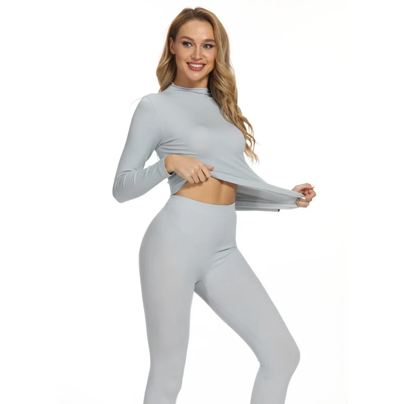 

Winter Warm Combed Cotton Underwear Slim-fit High-neck Seamless Autumn Clothes Long-length Pants Suit Body-sculpting Underwear