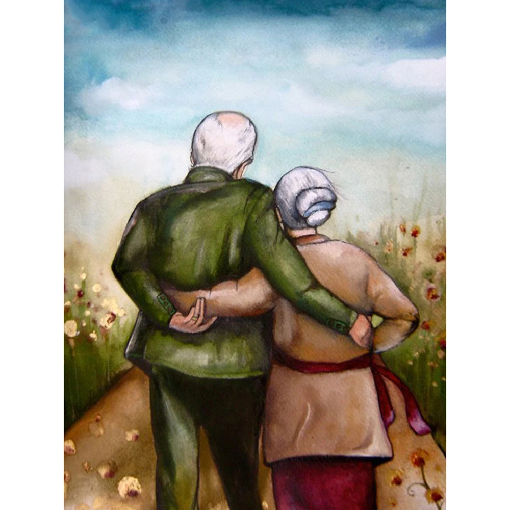 

5D Diamond Painting Kit Cross Stitch Embroidery An Old Married Couple DIY Full Round Mosaic Needlework Daimond Painting Decor