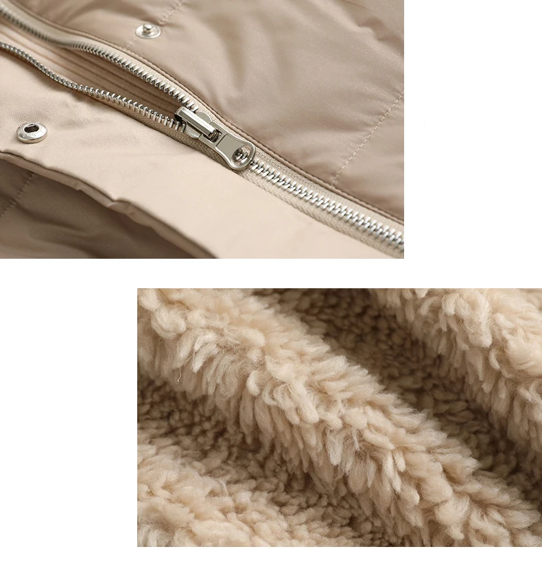 PUDI A59233 women winter polyester fabric real wool fur down warm jacket small camel fur girl coat lady Long jacket overcoat