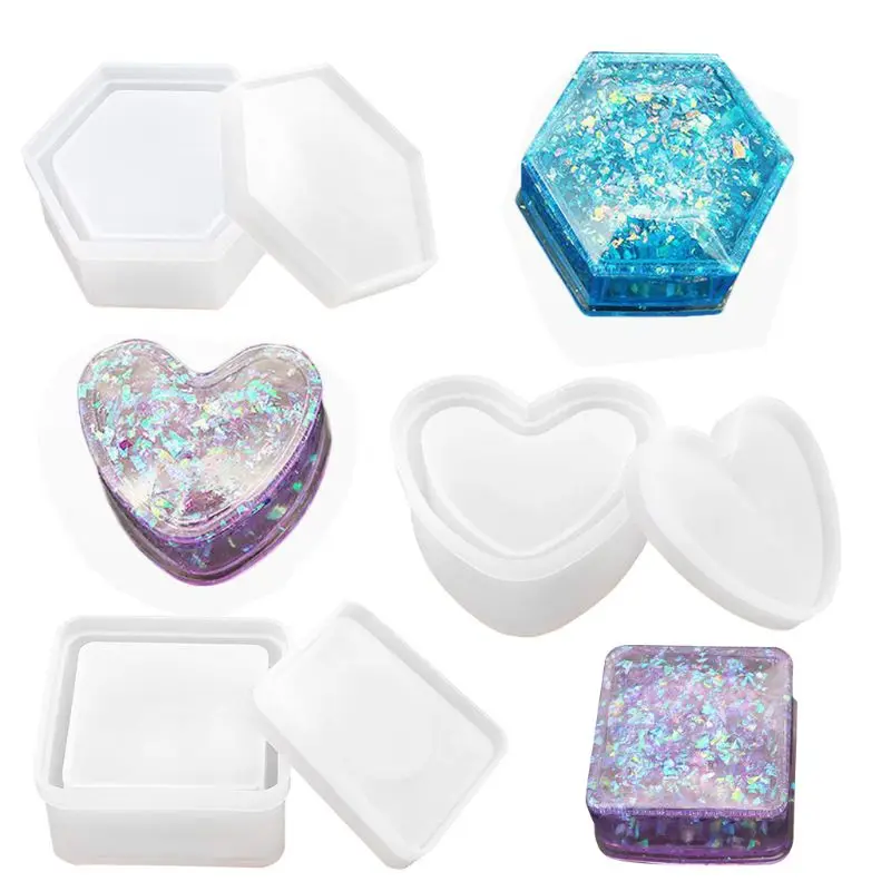 

Box Resin Molds, Jewelry Box Molds with Heart Shape Silicone Resin Mold 87HC