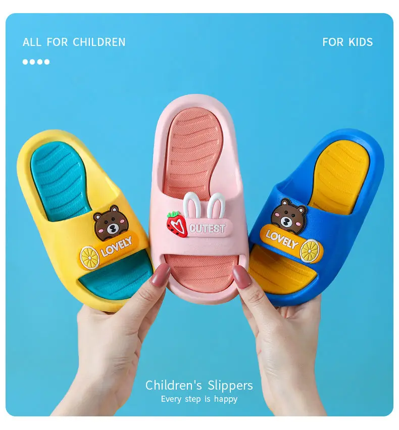

Children Girls Boys Animal Summer Anti-Skid Toe Guard PVC Beach Slippers Non-Slip Flip Flop 24-35