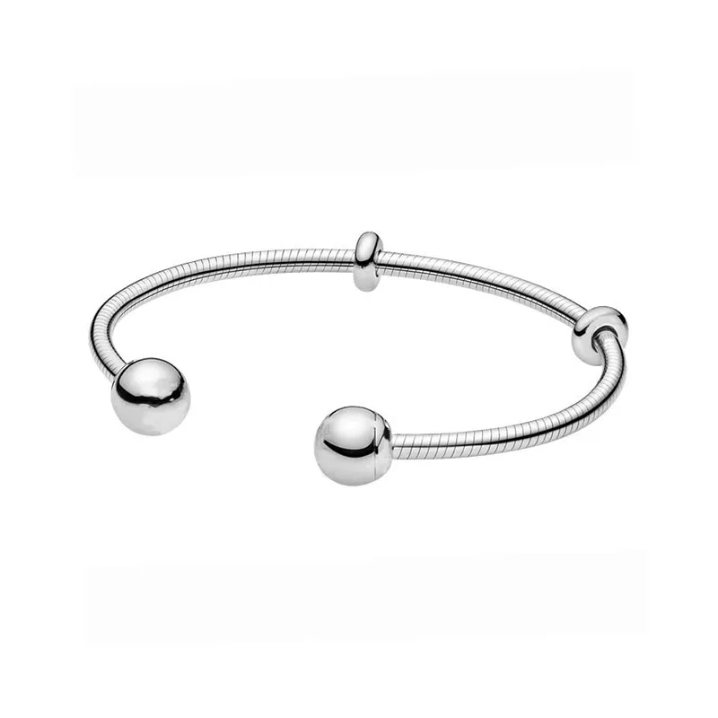 

New Pan S925 Silver New Open Crown Leaf Round Snake Bone Chain Bracelet Women's Fashion Wedding Gift