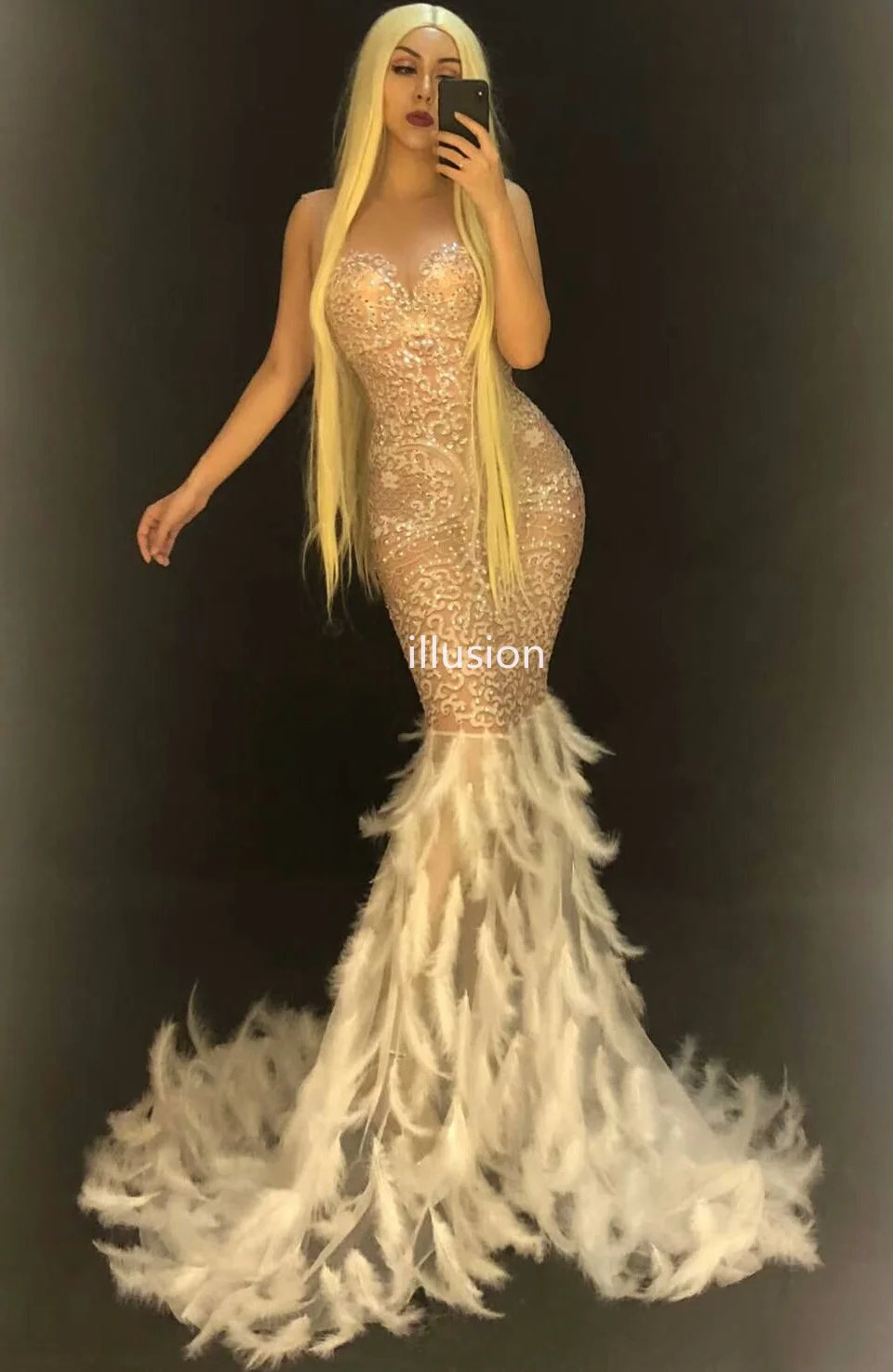 Сексуальная See Through Mesh Стразы платье Для женщин вечерние для вечеринки Дня