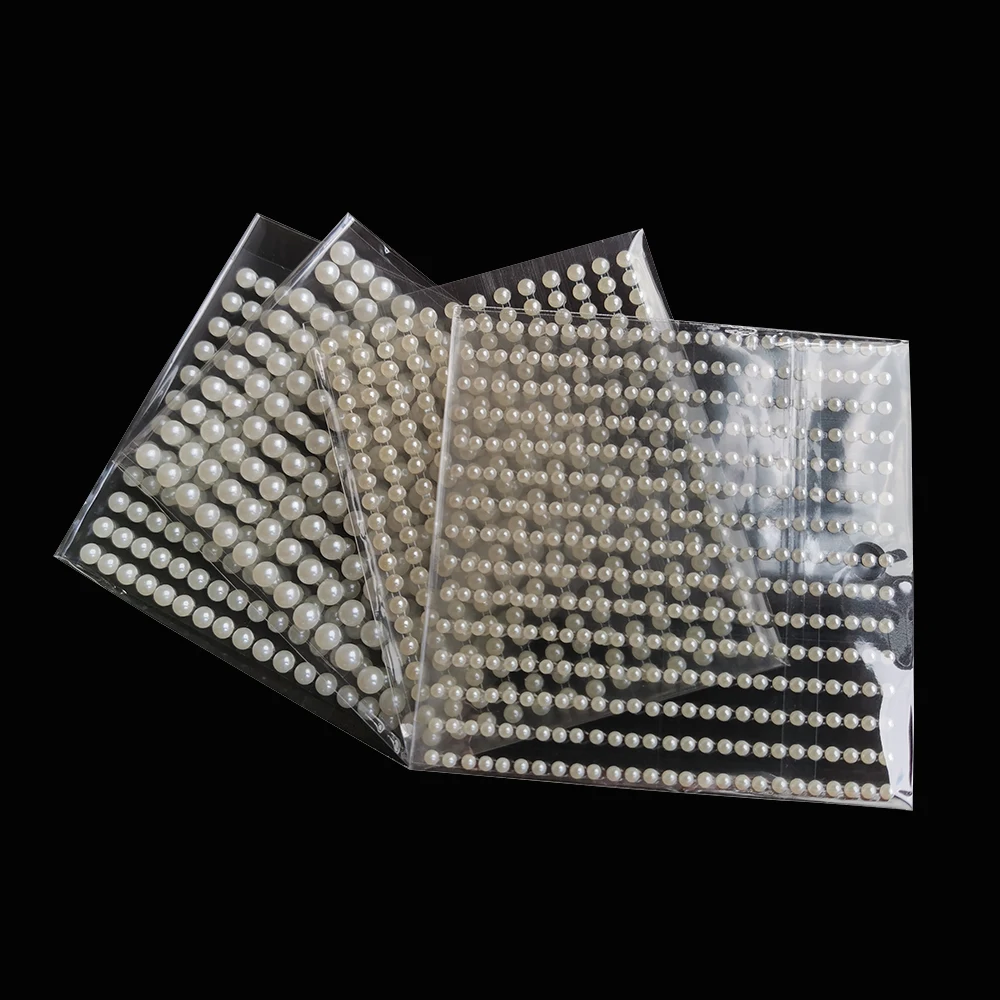 

3/4/5/6MM White Half The Pearl Sticker For DIY Dress Decoration Accessories Handmade Creative Sticker Home Decoration 1 Set
