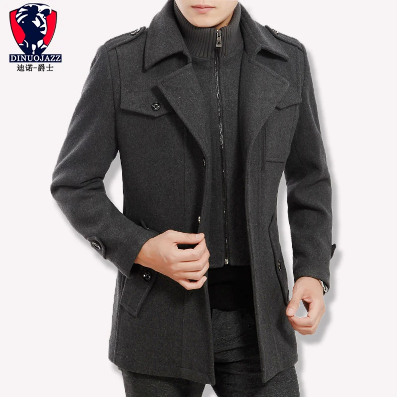 grey Vertical zipper Флисовая Куртка, мужское шерстяное пальто с карманами, зимнее кашемировое стоячий воротник, серый, черный, с отворотом, большой размер 4XL 5XL, мужское зимнее пальто - Цвет: grey Vertical zipper