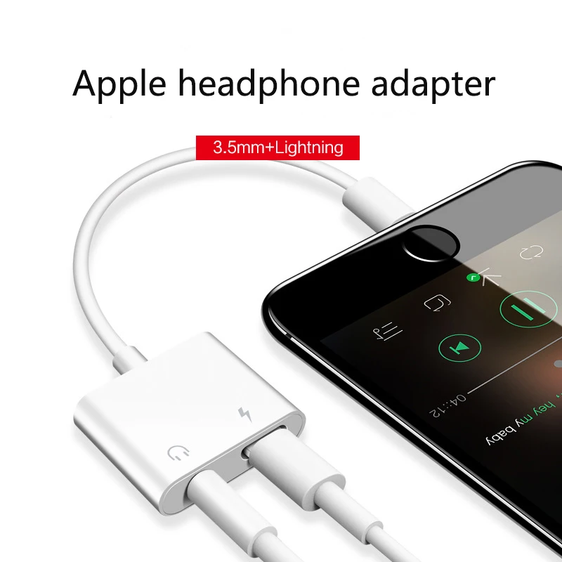 2 in 1 Earphone Audio Adapter Charging Cable Mobile Phone Aux Dual Jack For iPhone 7 8 plus X XS Lightning 3.5mm IY312 | Мобильные