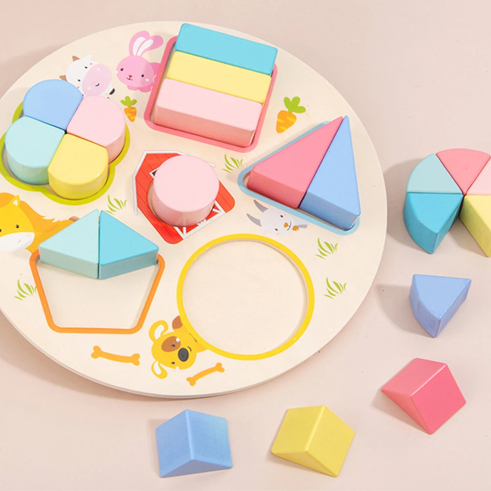 Игрушки Монтессори деревянные 3D головоломки строительные блоки красочная
