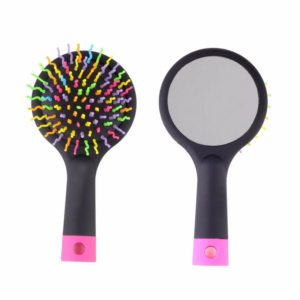 

Rainbow Comb hair brush Professional With Mirror Volume Anti-static Magic Detangler Hair Curl Straight Massage Styling Tools