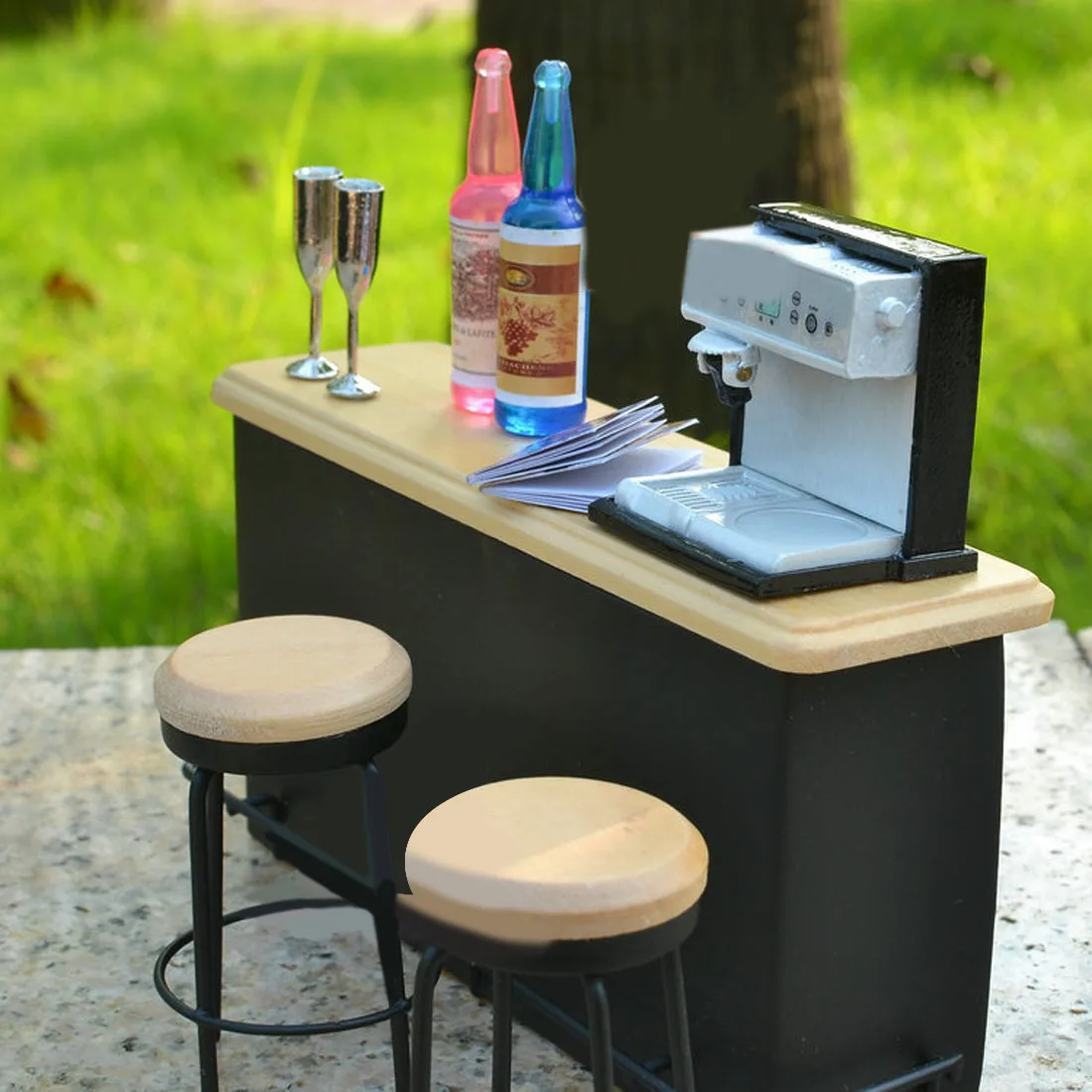 

1:12 Dollhouse Bar Bench Set Bar Stool Dollhouse Furniture mini doll house accessories New
