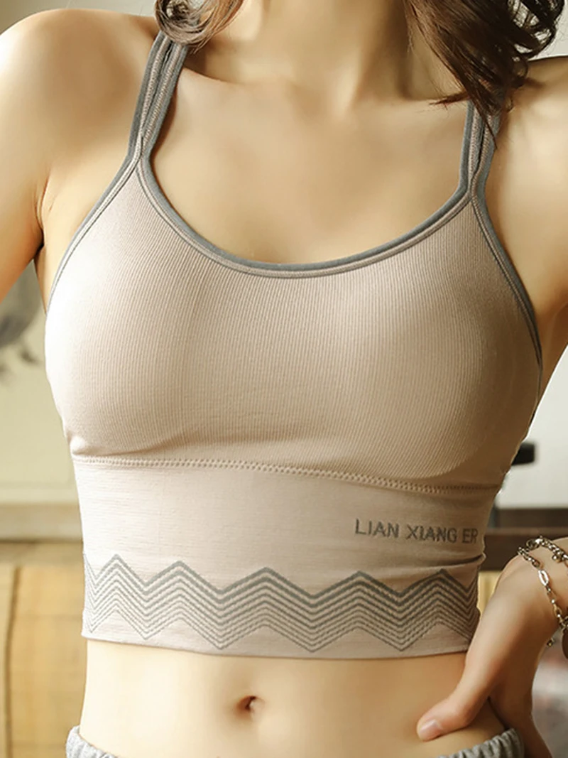 

Women's nylon solid color fitness beauty back tube top vest without steel ring gathers sports comfortable underwear S9K0834