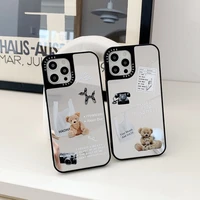 ins cute cartoon bear luxury mirror phone case for coque iphone 12 11 pro xs max xr se 2020 7 8 plus x soft tpu back cover coque