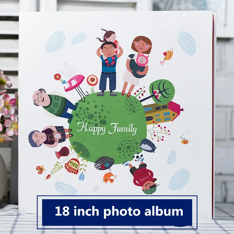 18 inch Креативный чехол из искусственной кожи, семейный самоклеящийся фотоальбом DIY, ручной альбом, 12 или 18 дюймов, Любовная детская сувенирная книга для влюбленных - Цвет: 18 inch