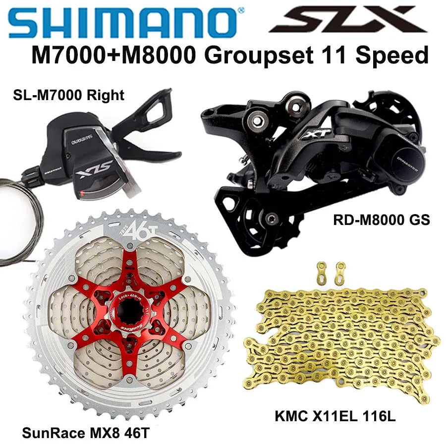 Группа оборудования для горных велосипедов SHIMANO DEORE SLX M7000, 11 скоростей, 46T 50T SL+RD+SunRace+X11 Shift Lever M8000 Rear Derailleur on.
