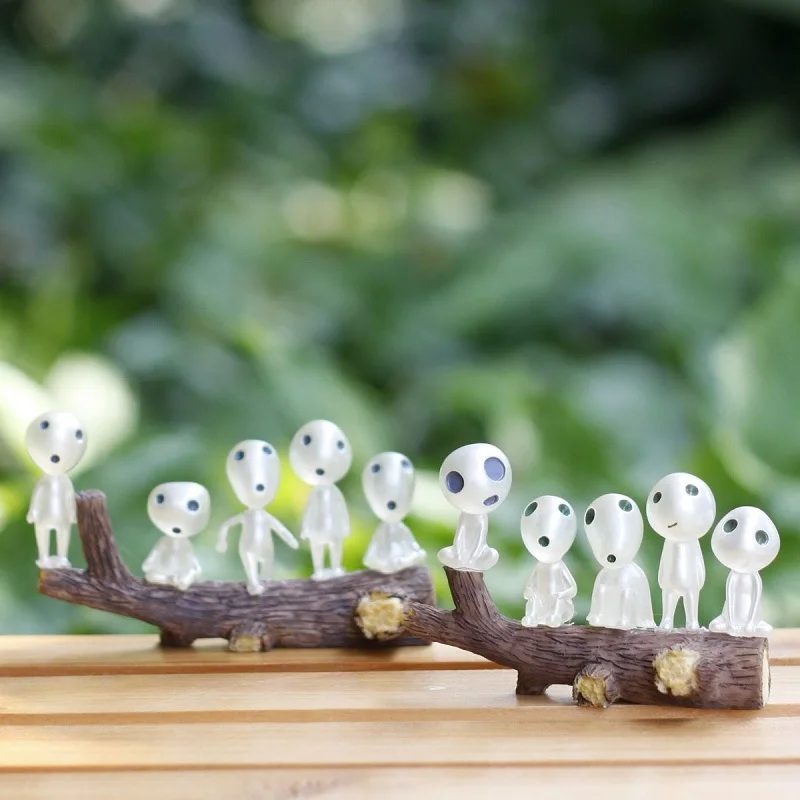 

5/10pcs Ghibli Kodama Tree Spirit Princess Mononoke Mini Luminous Tree Elves Decor Micro Landscape Resin Decoration Xmas Gifts